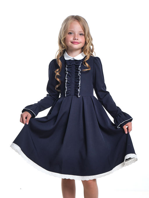 Платье для девочки в школу синее нарядное UD 7658 т.синий - Mini maxi фото 2