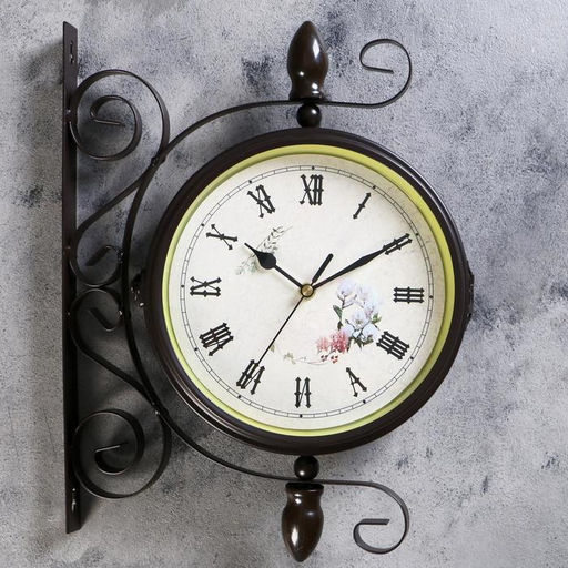 Часы настенные интерьерные «Розы», двусторонние, на подвесе, бесшумные, плавный ход, 30×35 см, циферблат d=19 см