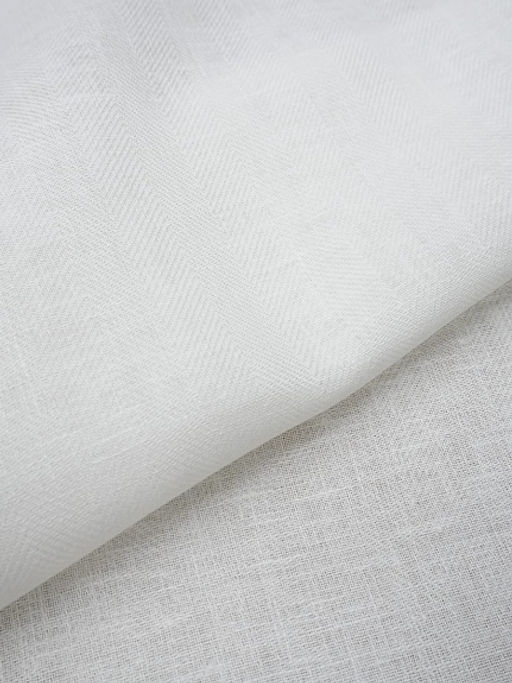 Льняной жаккард Елочка цв.белый, ш.1.5 м, лен-100%, 280гр/м.кв - Купава фото 3