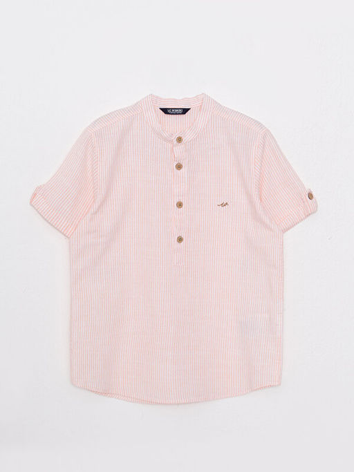 Hakim Yaka ?izgili K?sa Kollu Poplin Erkek ?ocuk G?mlek