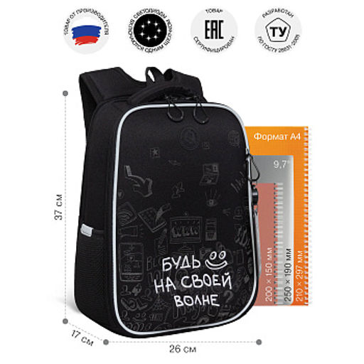 RAw-695-6 Рюкзак школьный с картхолдером на держателе - Grizzly фото 16