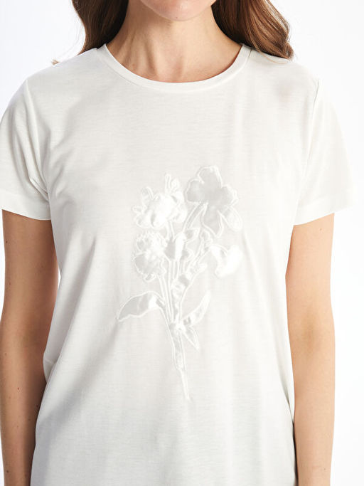 Bisiklet Yaka Nak??l? K?sa Kollu Kad?n Bluz