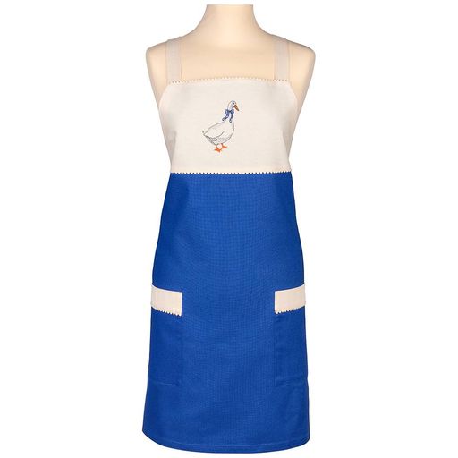 ФАРТУК ГУСИ ,СИНИЙ, ВЫШИВКА, КРУЖЕВО 100
