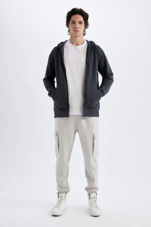 Толстовка обычного кроя с капюшоном на мягкой подкладке и на молнии - Defacto фото 2