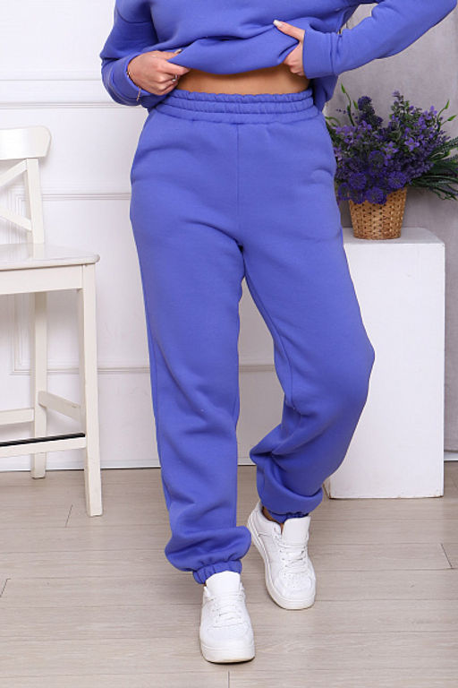 Брюки, футер с начесом 3-х нитка (01043, фиолетовый) - Плиона фото 2