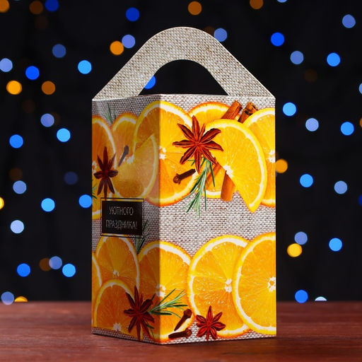 Цена за 5 шт. Подарочная коробка Апельсинки , четырехгранка большая 10 х10 х18 см - Simaland фото 4