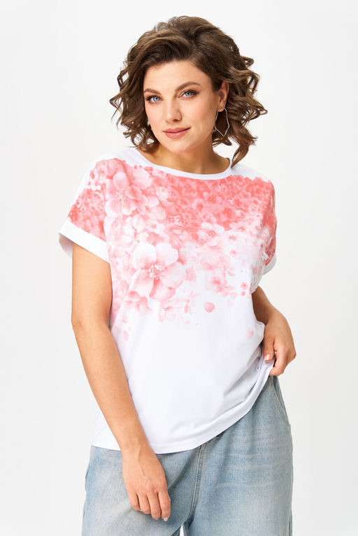 Футболка Rumoda 2258 розовый, белый