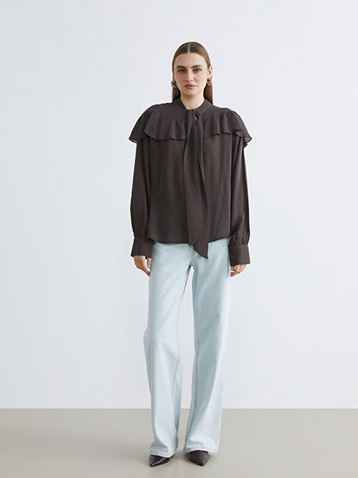 Fular Yaka F?rf?rl? Oversize Bluz