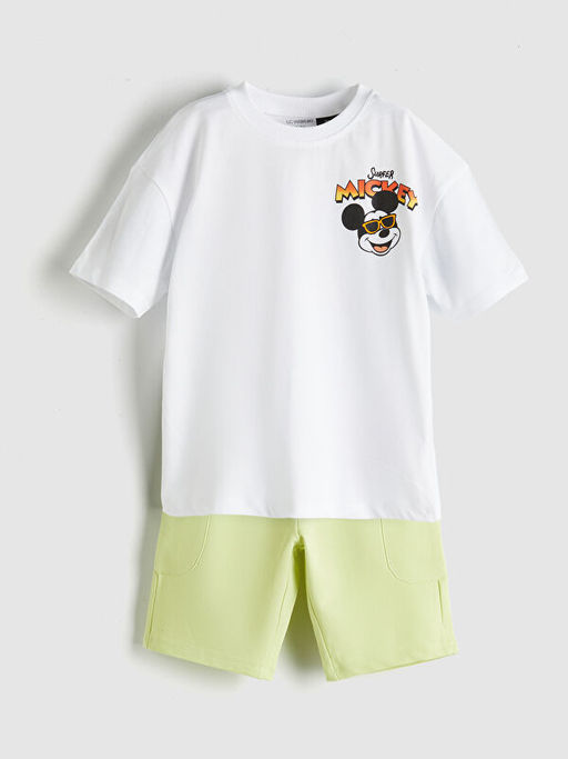 Mickey Mouse Bask?l? Erkek ?ocuk Ti??rt ve ?ort 2li