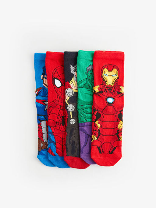 Marvel Desenli Erkek ?ocuk Soket ?orap 5li - Waikiki фото 2