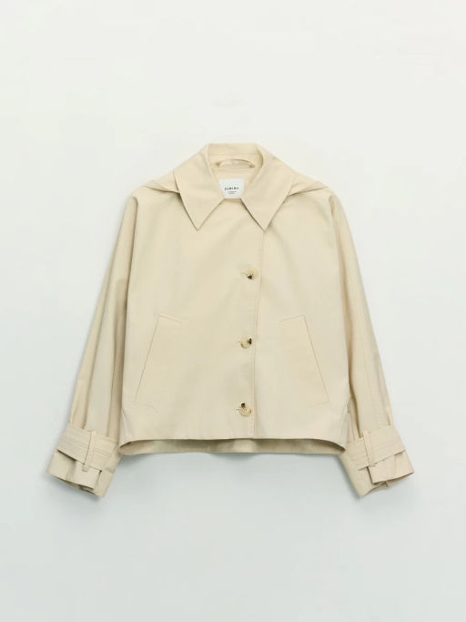 Хлопковый укороченный тренч оверсайз с капюшоном ZR2604102206-60 / Zarina  фото 13