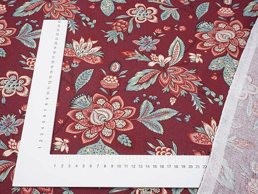 Перкаль Царевна цв.винтажный бордово-красный, ГОСТ, ш.1.5м, хлопок-100%, 125гр/м.кв - Купава фото 2