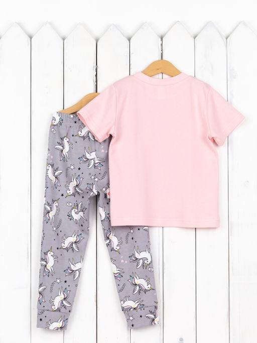 Пижама (футболка/печать/единороги на сером) Интерлок BABY BOOM