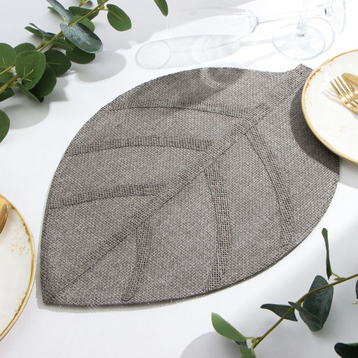 Салфетка сервировочная Доляна "Листочки", цв.серый, 30*45 см