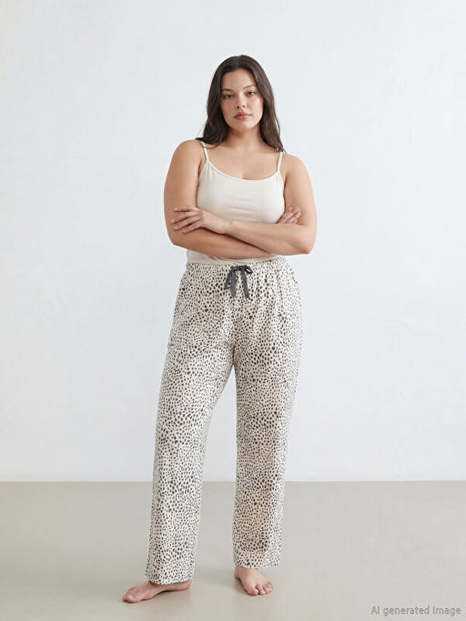 Beli Lastikli Leopar Desenli Kad?n Pijama Alt?