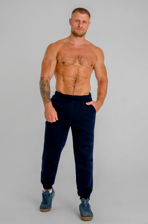 Арт. 62904 Брюки мужские с начесом 48-56 (5 шт) Цвет:темно-синий