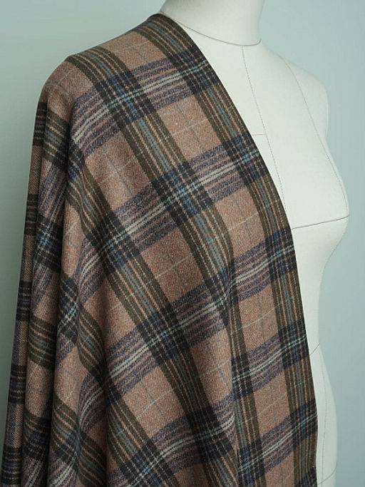 Шерсть пальтово-костюмная Твид Клетка цв.фиолетовый/хаки/коричневый, ш.1.5м, шерсть-60%, п/э-40% - Купава фото 12