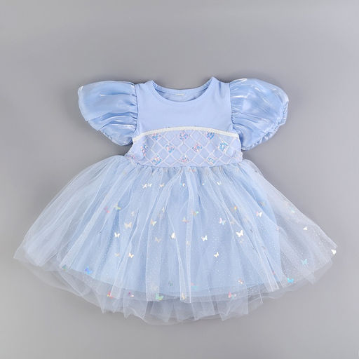 Карнавальный костюм «Снежинка»: ободок, платье голубое, рост 98-104 см