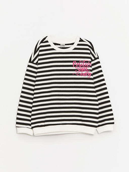 Bisiklet Yaka ?izgili Uzun Kollu K?z ?ocuk Sweatshirt - Waikiki фото 3