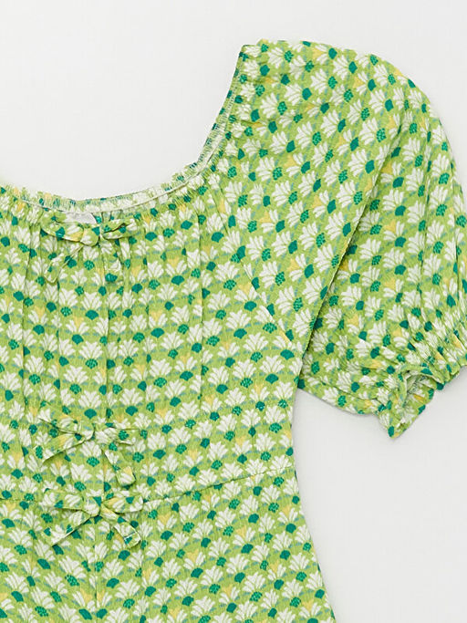 U Yaka Desenli K?sa Kollu K?z ?ocuk Tulum - Waikiki фото 3