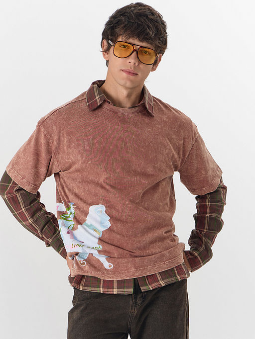 Футболка мужская коричневая с обработкой эйсид