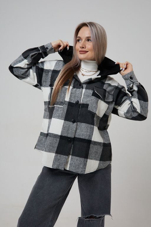 Рубашка женская в клетку с капюшоном РЖКК-01