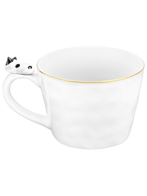 Кружка 300 мл 14*10*7,5 см "Бульдог" белый с золотом, фарфор