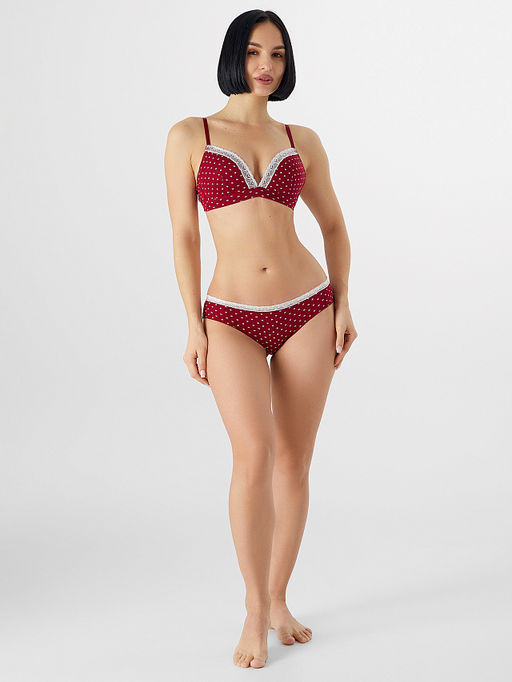 Цена за 2 штуки! Трусы слипы женские красные с принтом в сердечко - Mark formelle фото 6