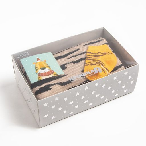 Новогодний подарочный набор Крошка Я Веселый тигруля, плед 90х90 см, носки10-12р-р  фото 14