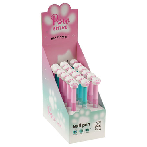 Ручка шар. автомат. MESHU "Spinner Pawl" (MS_65544) синяя, 0.7мм, корпус в ассорт, с игрушкой "мини лапка"