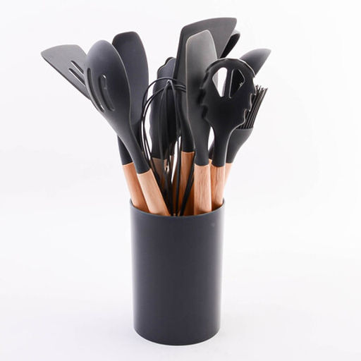 24-01-TM Набор кухонных принадлежностей на подставке 12пр силикон/пластик (х24)