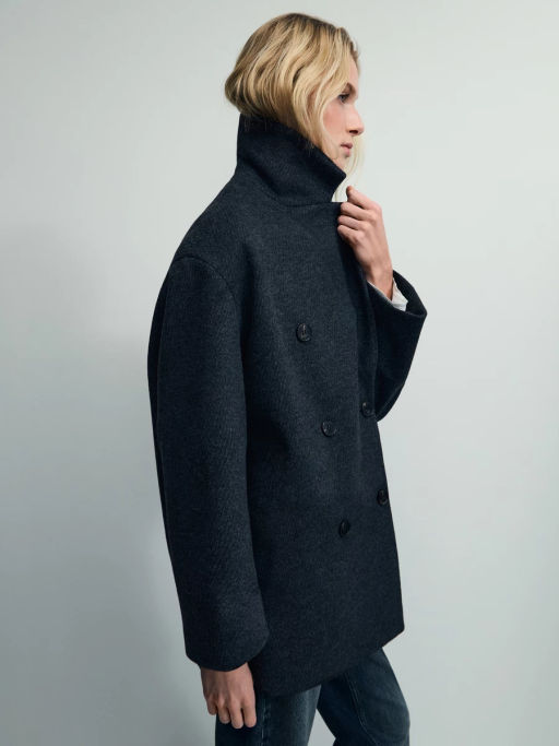 Двубортное полупальто свободного силуэта / Zarina фото 8