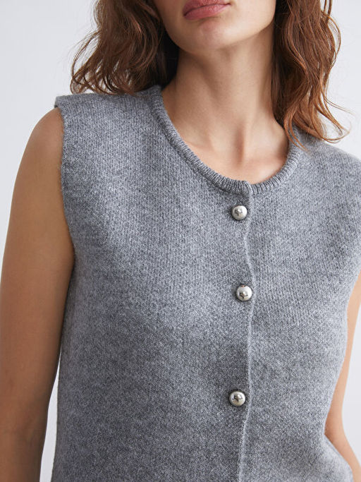 Bisiklet Yaka Kad?n Triko Yelek