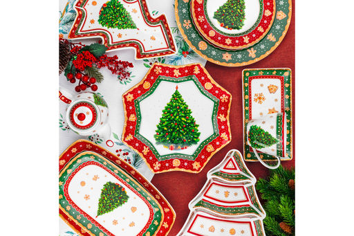 Набор 2 кружек 300 мл 11,5*8,5*8,5 см Новогодняя елка зеленый узор, NEW BONE CHINA - Elan gallery фото 5