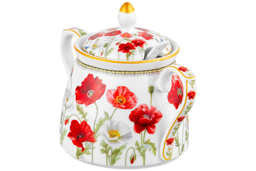Сахарница 400 мл 15*10*11,5 см Маки + ложка NEW BONE CHINA - Elan gallery фото 5