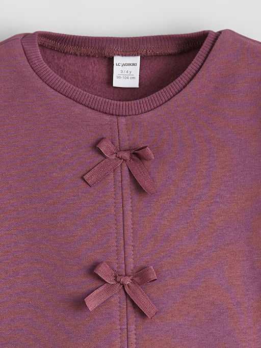 Bisiklet Yaka Fiyonk Detayl? K?z ?ocuk Sweatshirt