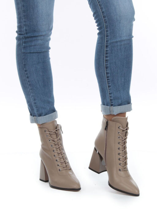 01-PCS125-3 DK. BEIGE Ботинки демисезонные женские (натуральная кожа, байка) - No name фото 3