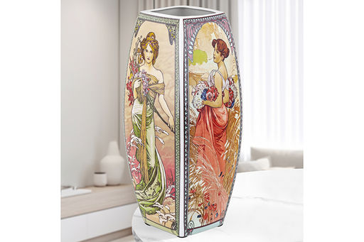 Ваза 3 л 12,5*12,5*28 см Времена года квадрат, NEW BONE CHINA