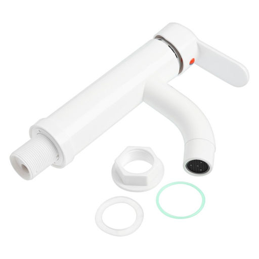 Смеситель для раковины ZEIN Z3651, однорычажный, высота излива 8 см, ABS-пластик, белый