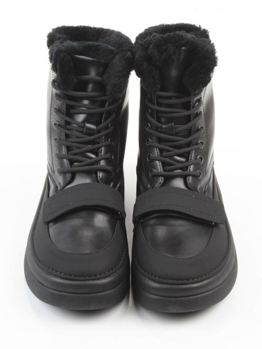 04-PAJ76-1Z BLACK Ботинки зимние женские (натуральная кожа, натуральный мех, 100% шерсть)