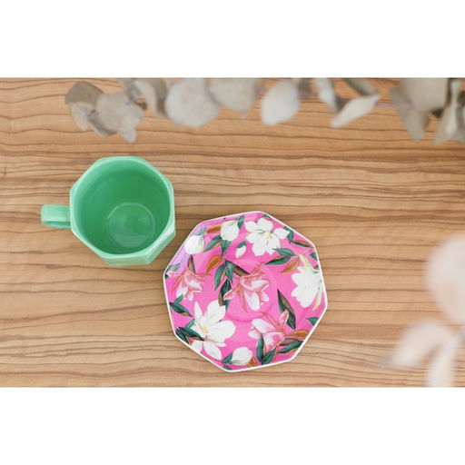 Чайная пара керамическая «Цветы»: кружка 200 мл, блюдце d=13 см