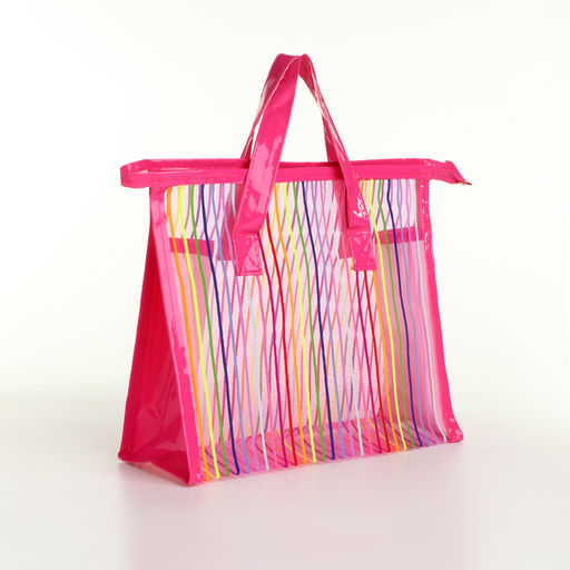 Косметичка-сумка на молнии в сетку, большая, с ручками, с рисунком Полосы, МИКС - Simaland фото 2