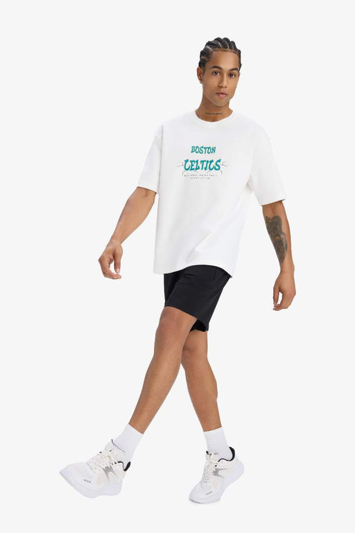 DeFactoFit NBA Boston Celtics Oversize Genis Kal?p Bisiklet Yaka K?sa Kollu Tisort  фото 5