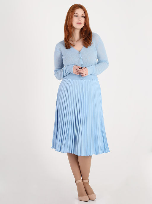 Плиссированная юбка миди с поясом - Almond фото 2