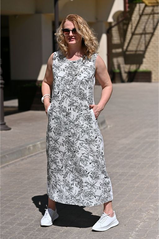 Длинное платье А-образного силуэта  100% лен - Новый лен фото 6