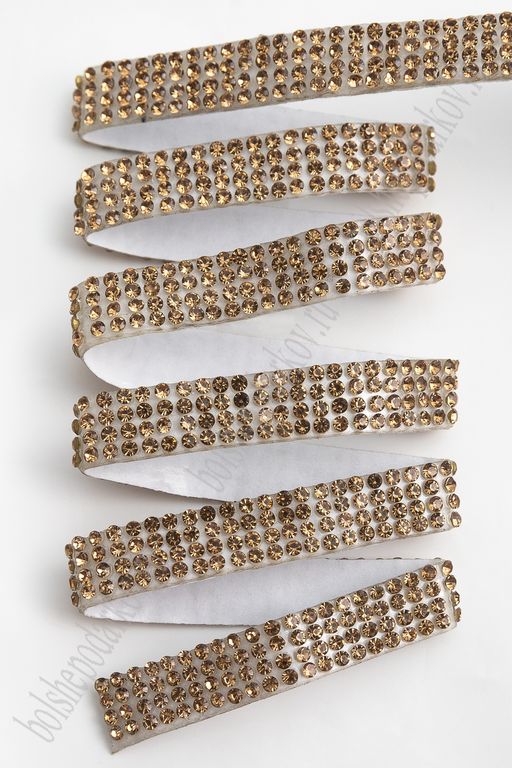 Стразовая лента самоклеящаяся 1 см*5 м (SF-7023) золото №6