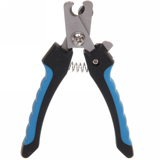 Цена за 3 шт. Когтерез для животных "ЗООУЛЬТРА", пружинный механизм, ручки прорезиненные - волна, цвет чёрный / голубой, 12см