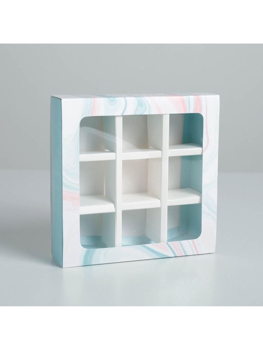 Цена за 5 шт. Коробка для конфет, кондитерская упаковка, 9 ячеек, Only for you 14.5×14.5×3.5 см