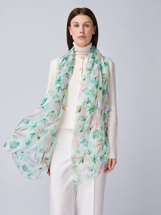 Большой, мягкий, тонкий и очень нежный двусторонний палантин с рисунком - Tantino фото 7