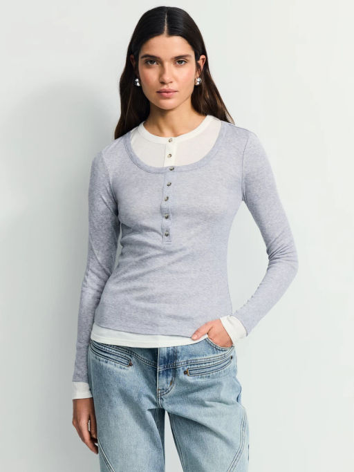 Облегающий лонгслив с двумя слоями / Zarina  фото 7